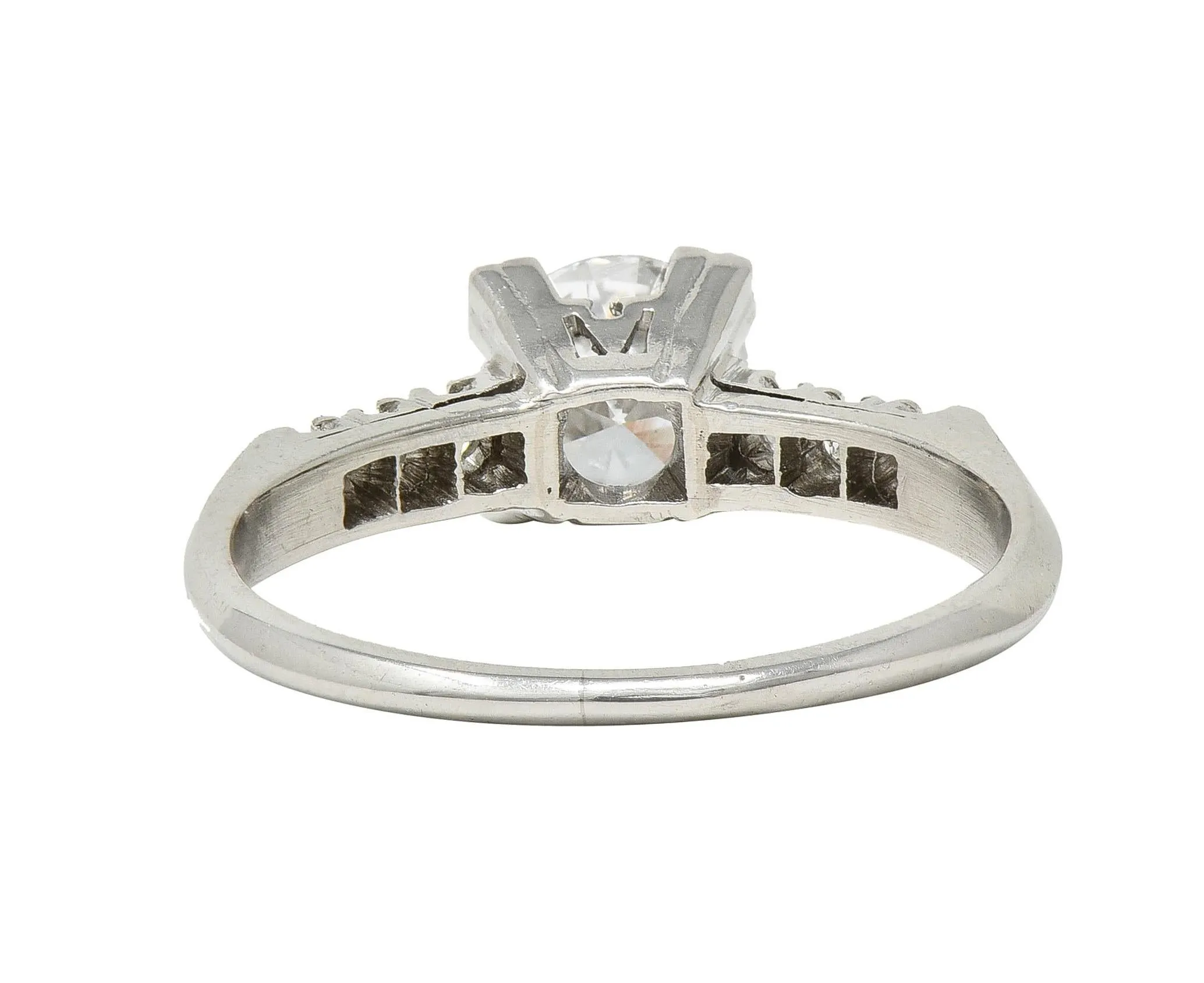 Retro 0.68 CTW Transitional Cut Diamond Platinum Fishtail Vintage Engagement Ring