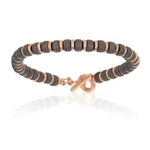 Rose gold bracelet with black PVD beads (Unisex)