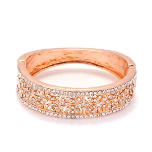ROSE GOLD RHINESSTONES HINGED  BRACELETS #BG02 RG (MD10)