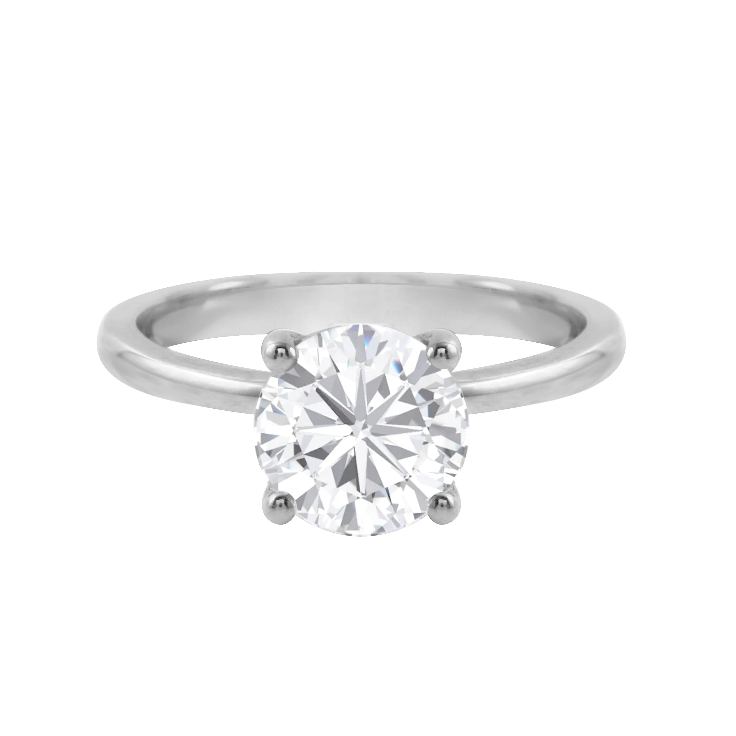 Round Brilliant-Cut Diamond Solitaire Tulip Basket Engagement Ring