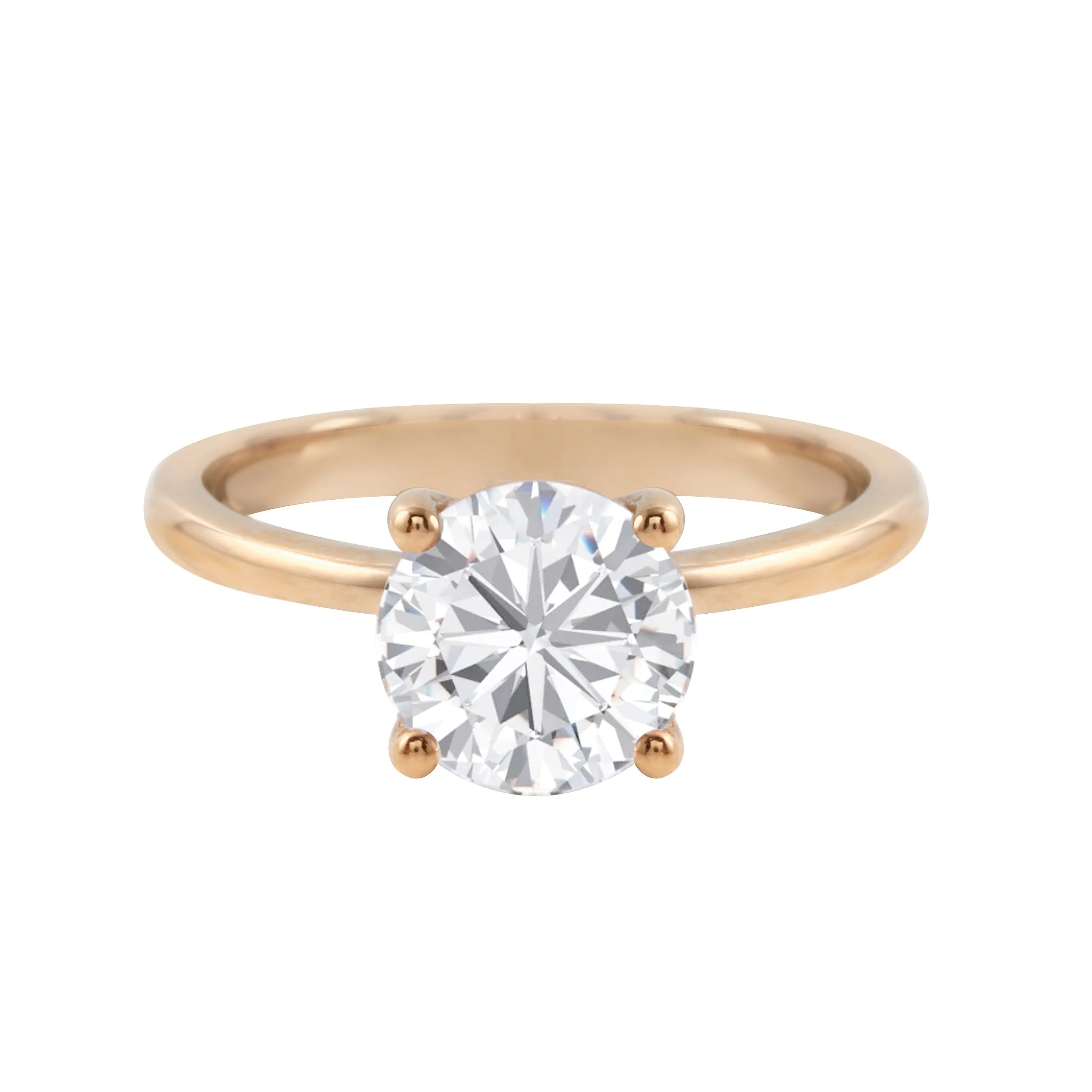 Round Brilliant-Cut Diamond Solitaire Tulip Basket Engagement Ring