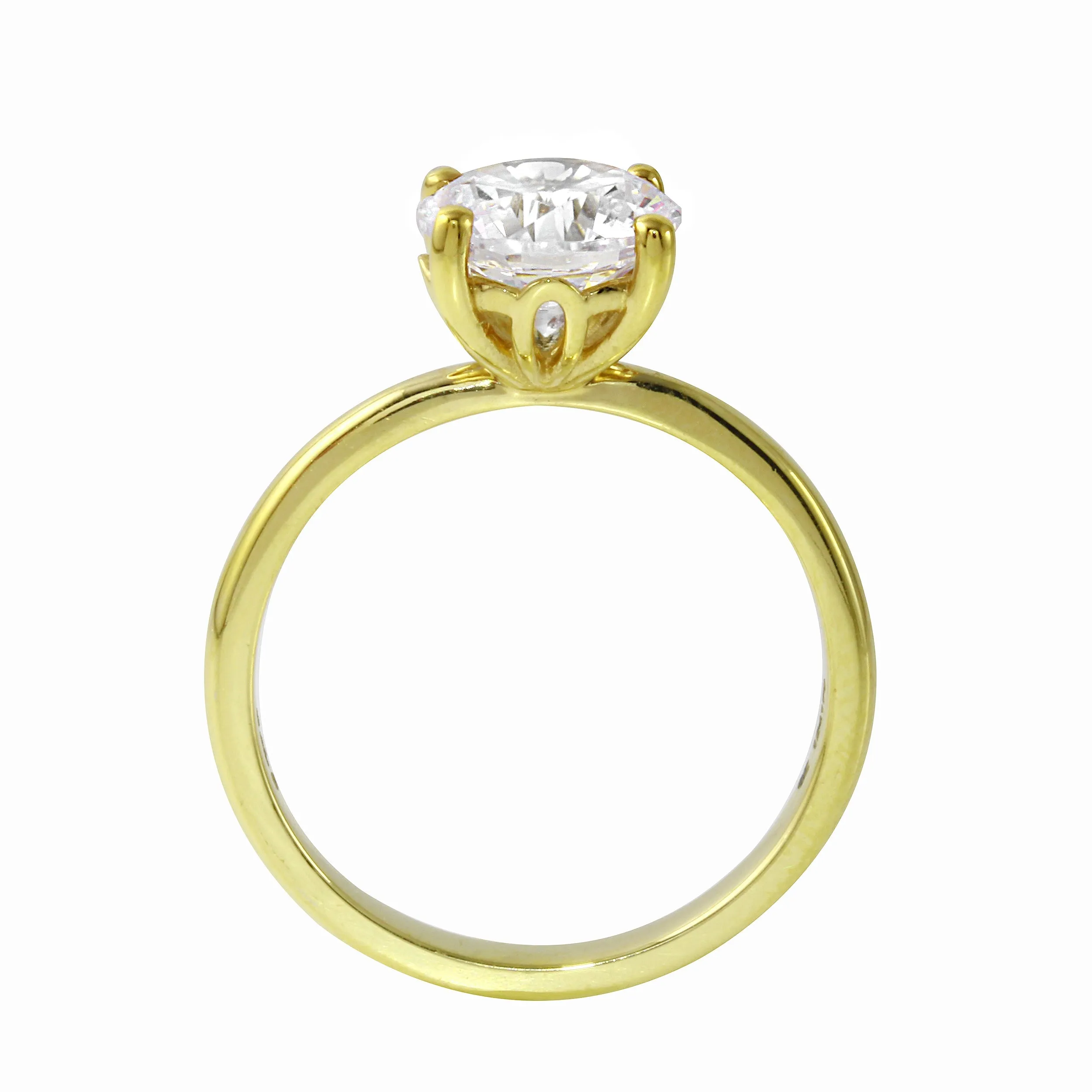 Round Brilliant-Cut Diamond Solitaire Tulip Basket Engagement Ring