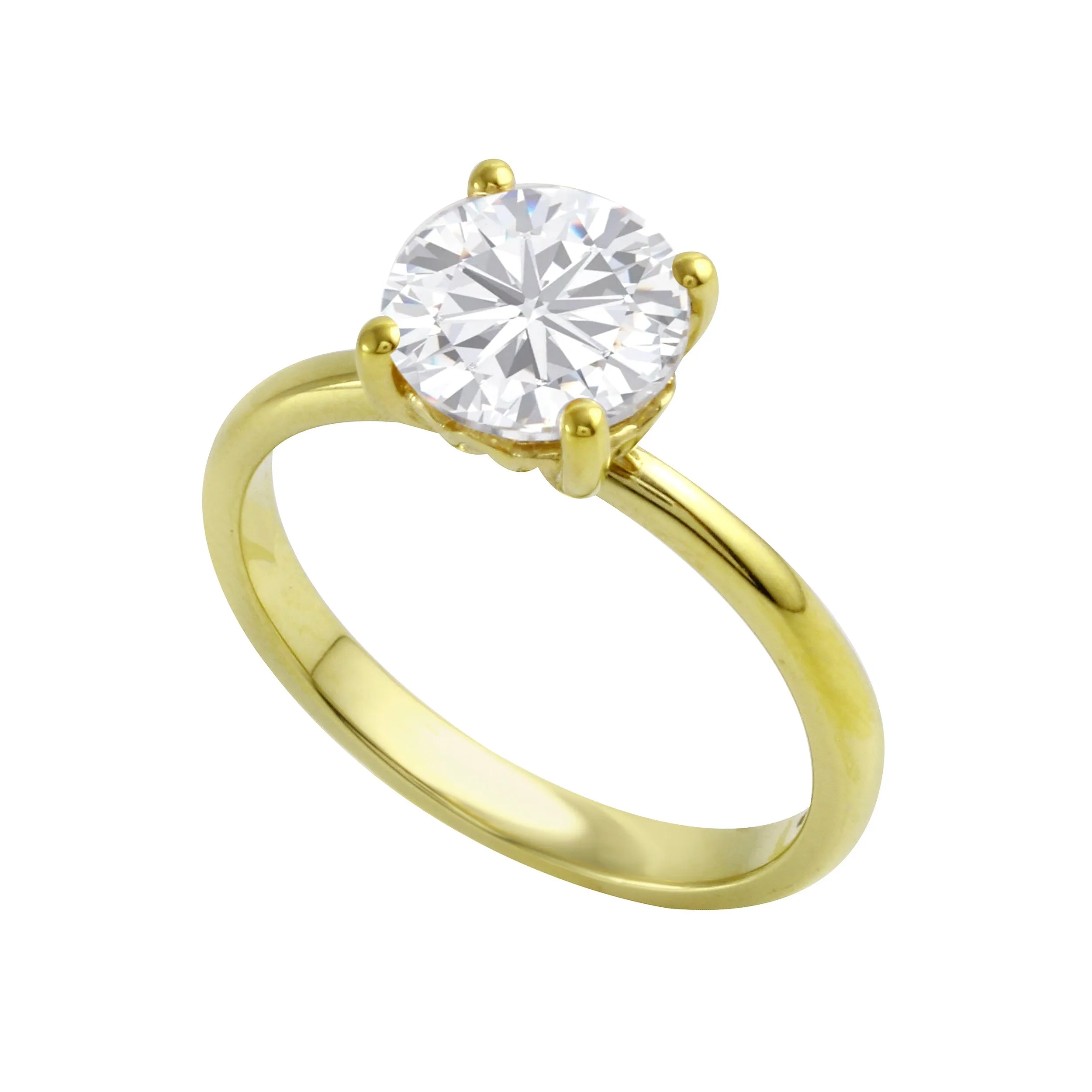 Round Brilliant-Cut Diamond Solitaire Tulip Basket Engagement Ring