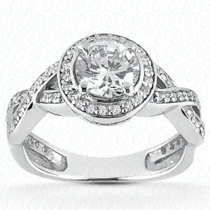 Round Center Cut Halo Diamond Engagement Ring With A Braided Twist Diamond Band  - ENR8660
