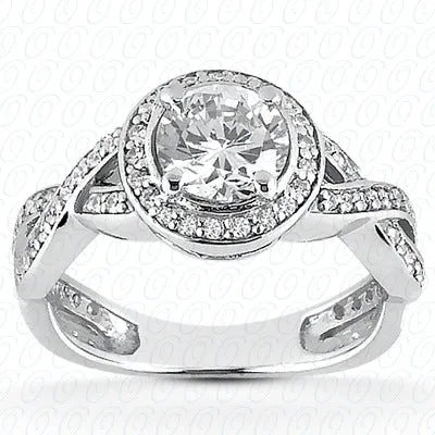 Round Center Cut Halo Diamond Engagement Ring With A Braided Twist Diamond Band  - ENR8660