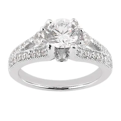 Round Center Venetian Antique Inspired Diamond Engagement Ring - ENR8795