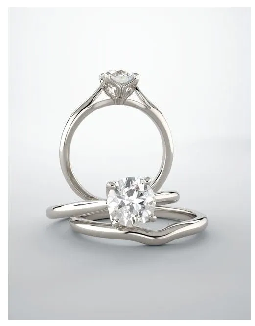 Round Cut Lab Grown Diamond Tulipset Engagement Ring