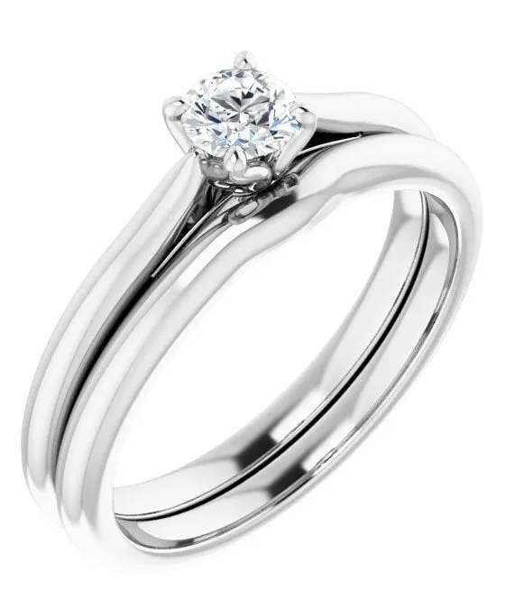 Round Cut Lab Grown Diamond Tulipset Engagement Ring