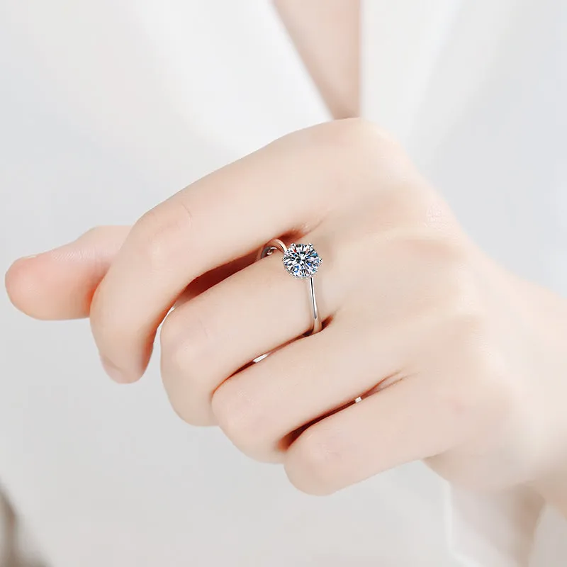 Round Cut Moissanite Diamond Classic Solitaire Ring