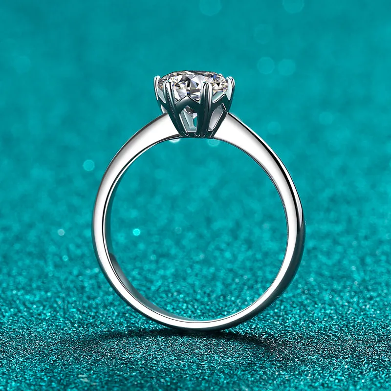 Round Cut Moissanite Diamond Classic Solitaire Ring
