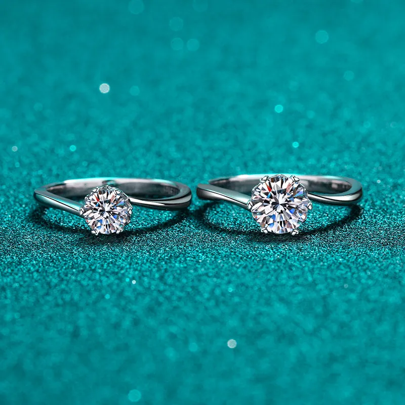 Round Cut Moissanite Diamond Classic Solitaire Ring