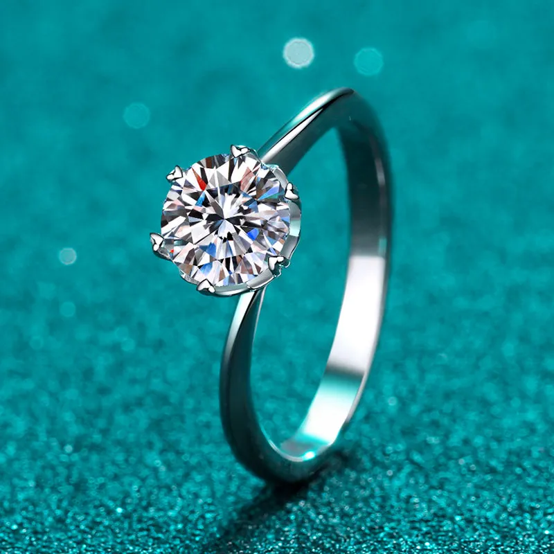 Round Cut Moissanite Diamond Classic Solitaire Ring