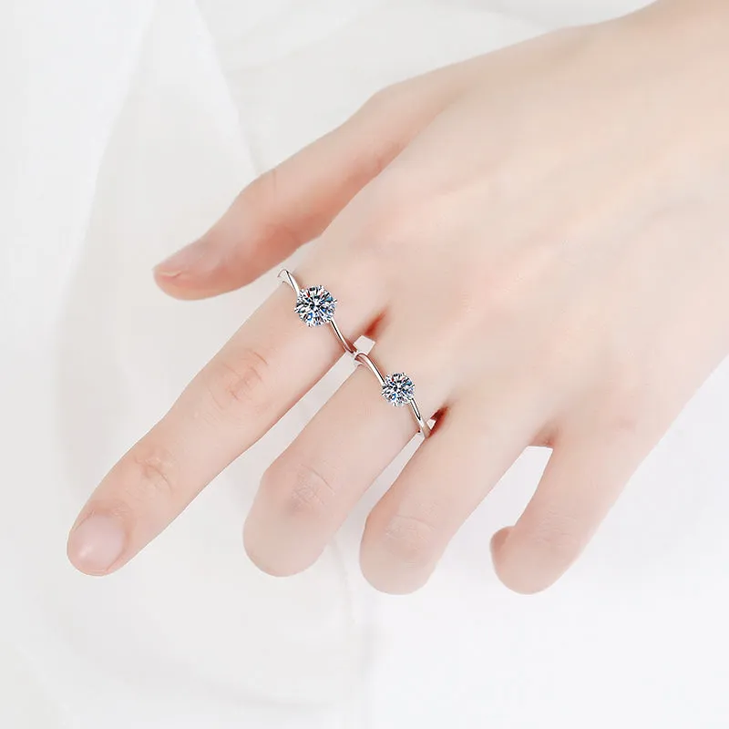 Round Cut Moissanite Diamond Classic Solitaire Ring