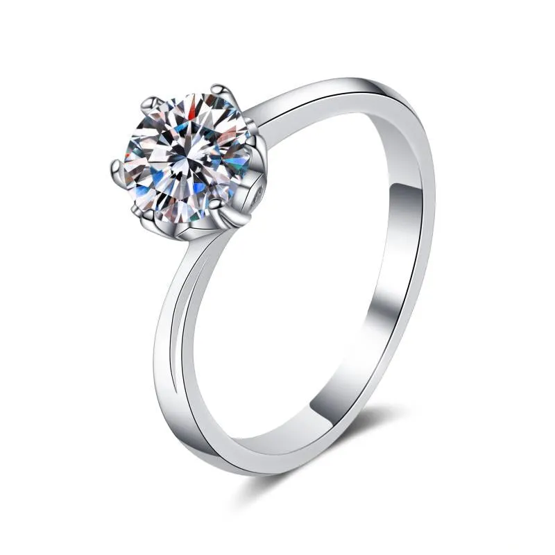 Round Cut Moissanite Diamond Classic Solitaire Ring
