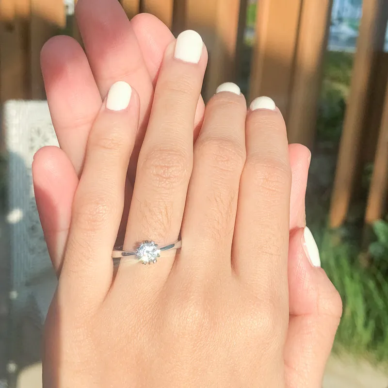 Round Cut Moissanite Diamond Solitaire Ring