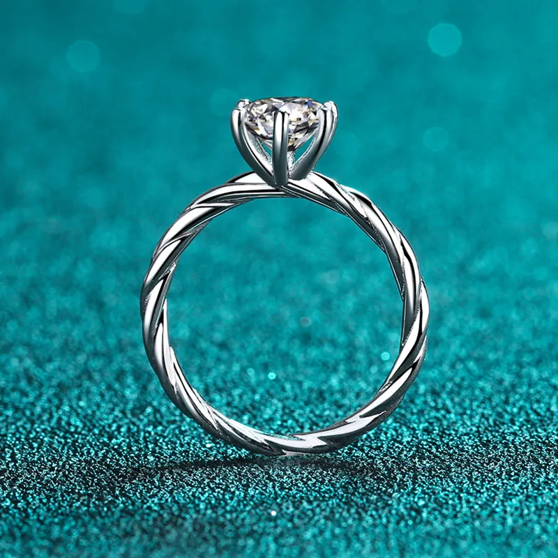 Round Cut Moissanite Diamond Solitaire Ring