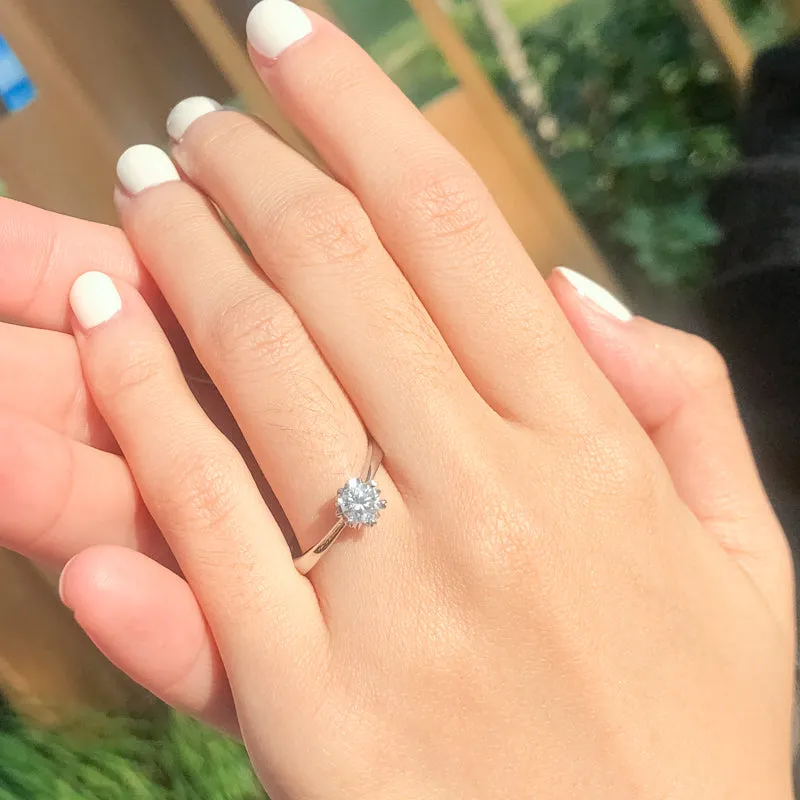 Round Cut Moissanite Diamond Solitaire Ring