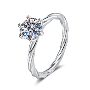 Round Cut Moissanite Diamond Solitaire Ring