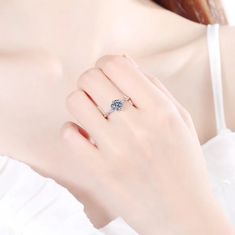 Round Cut Moissanite Diamond Solitaire Ring