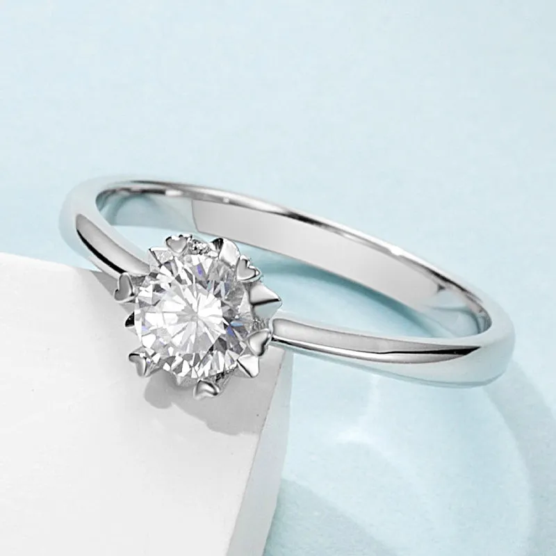 Round Cut Moissanite Diamond Solitaire Ring