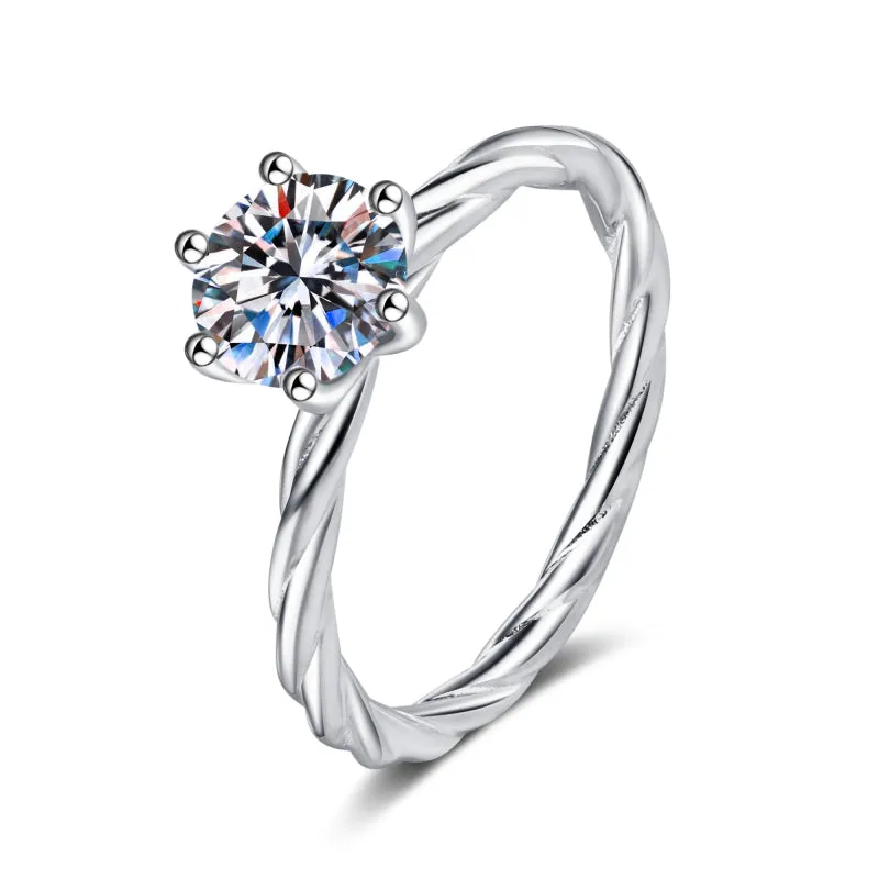 Round Cut Moissanite Diamond Solitaire Ring