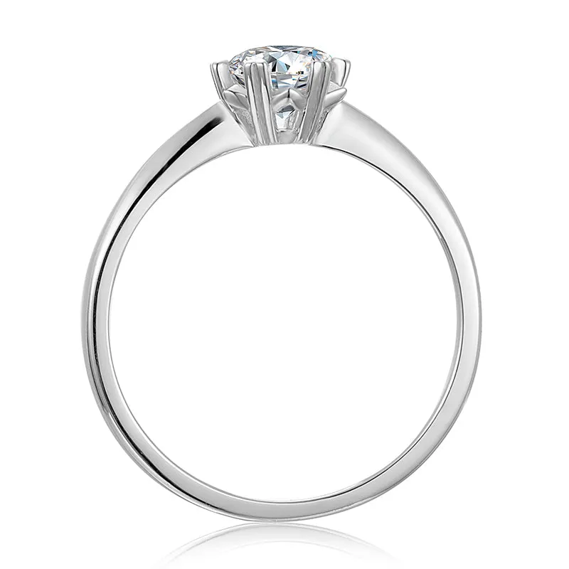 Round Cut Moissanite Diamond Solitaire Ring