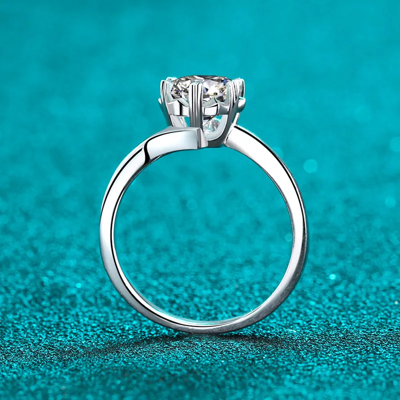 Round Cut Moissanite Diamond Twist Shank Solitaire Ring