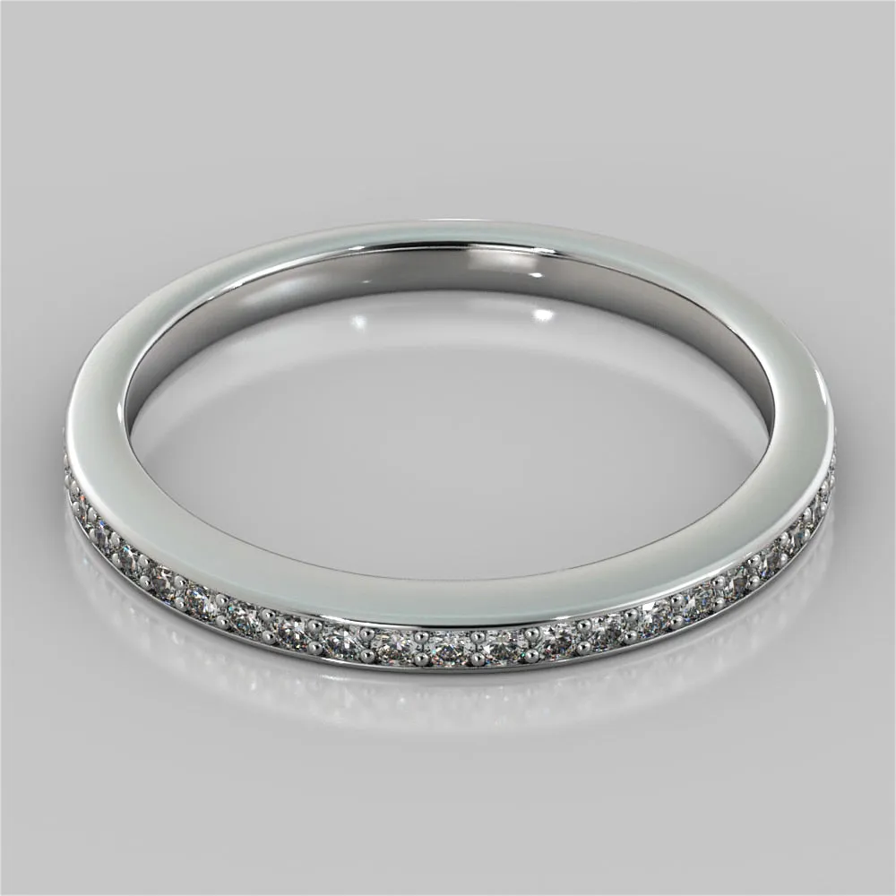 Round Cut Pavé Style Halo Wedding Set With 2 Matching Bands
