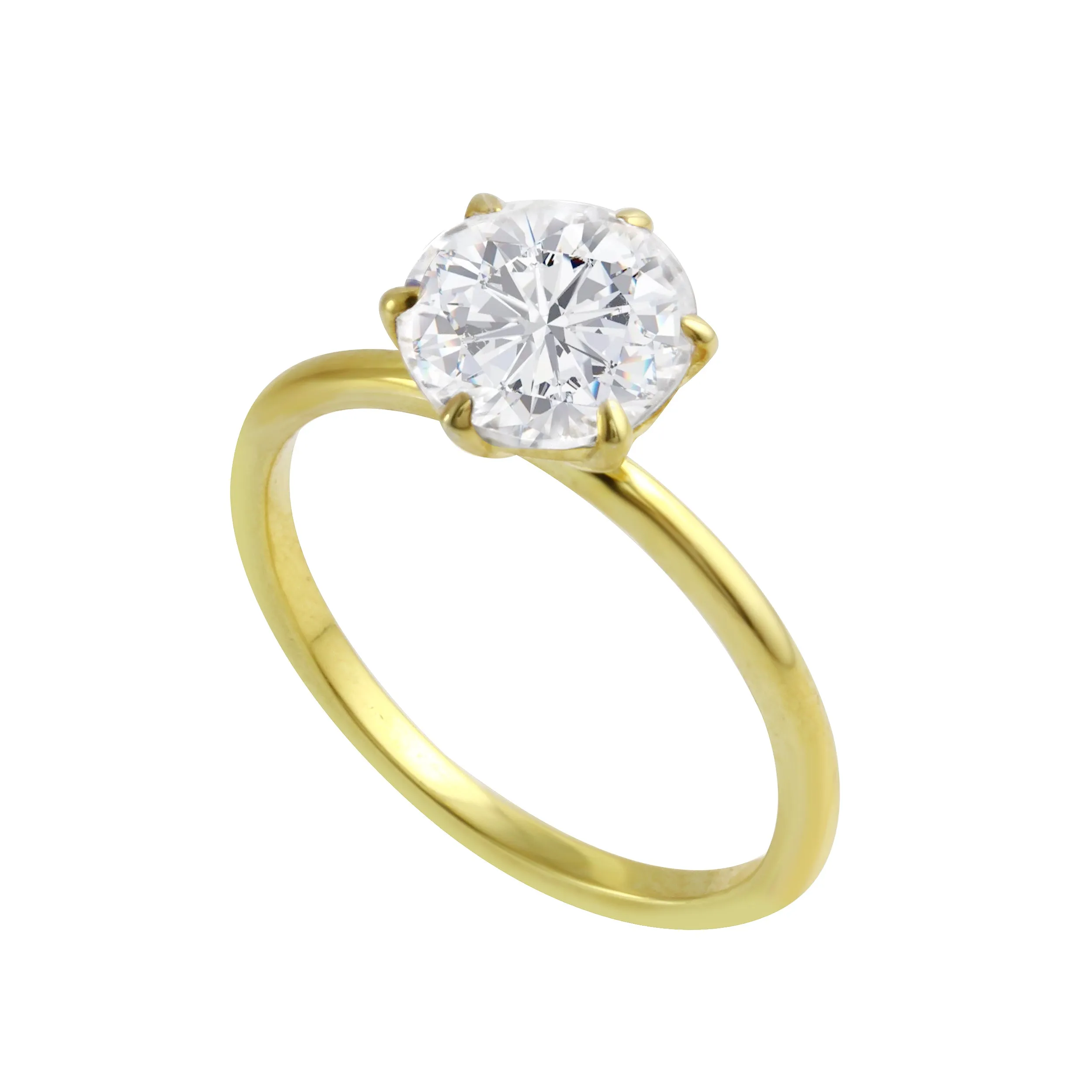 Round Diamond Six Prong Solitaire Engagement Ring