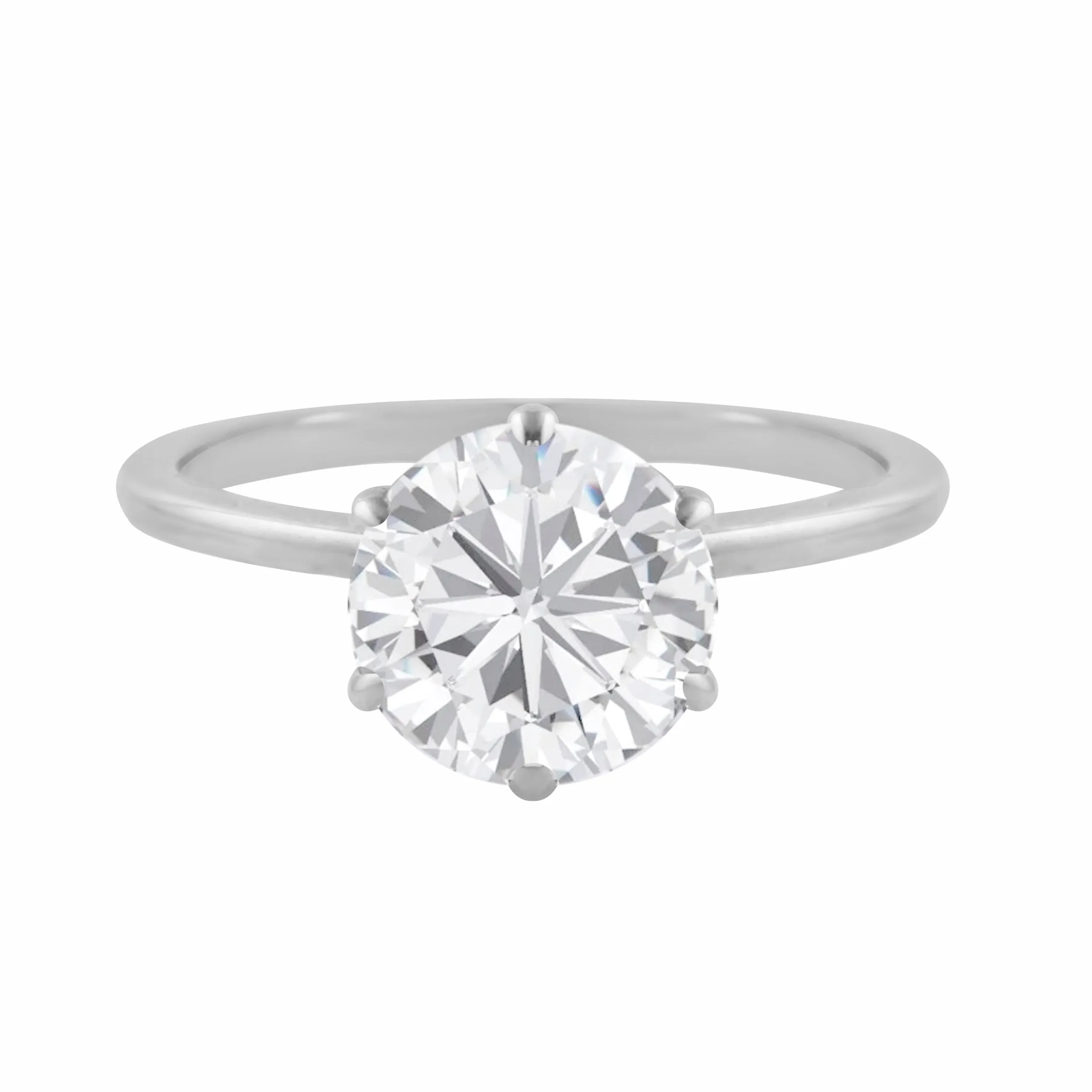 Round Diamond Six Prong Solitaire Engagement Ring