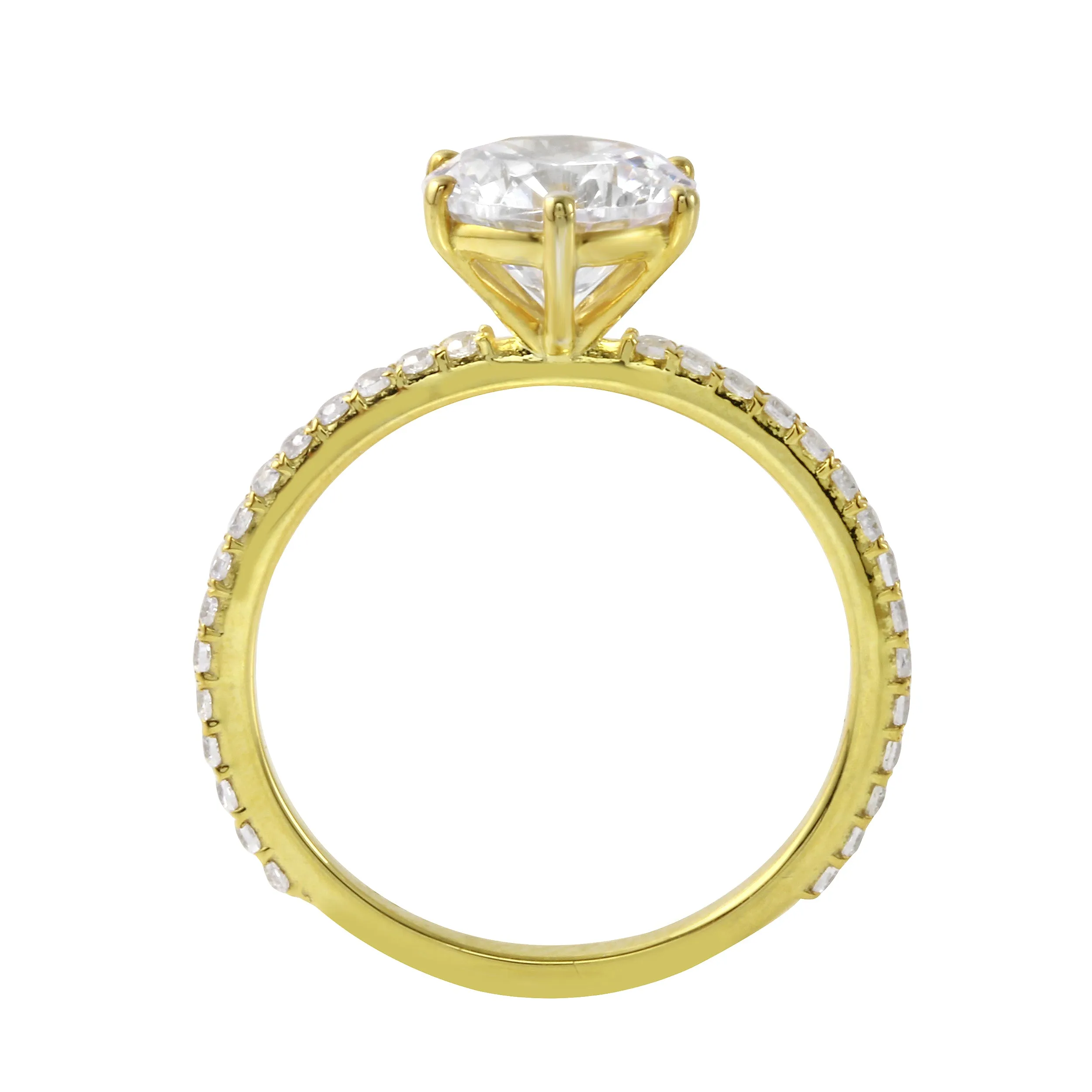 Round Diamond Solitaire Pavé Band Engagement Ring