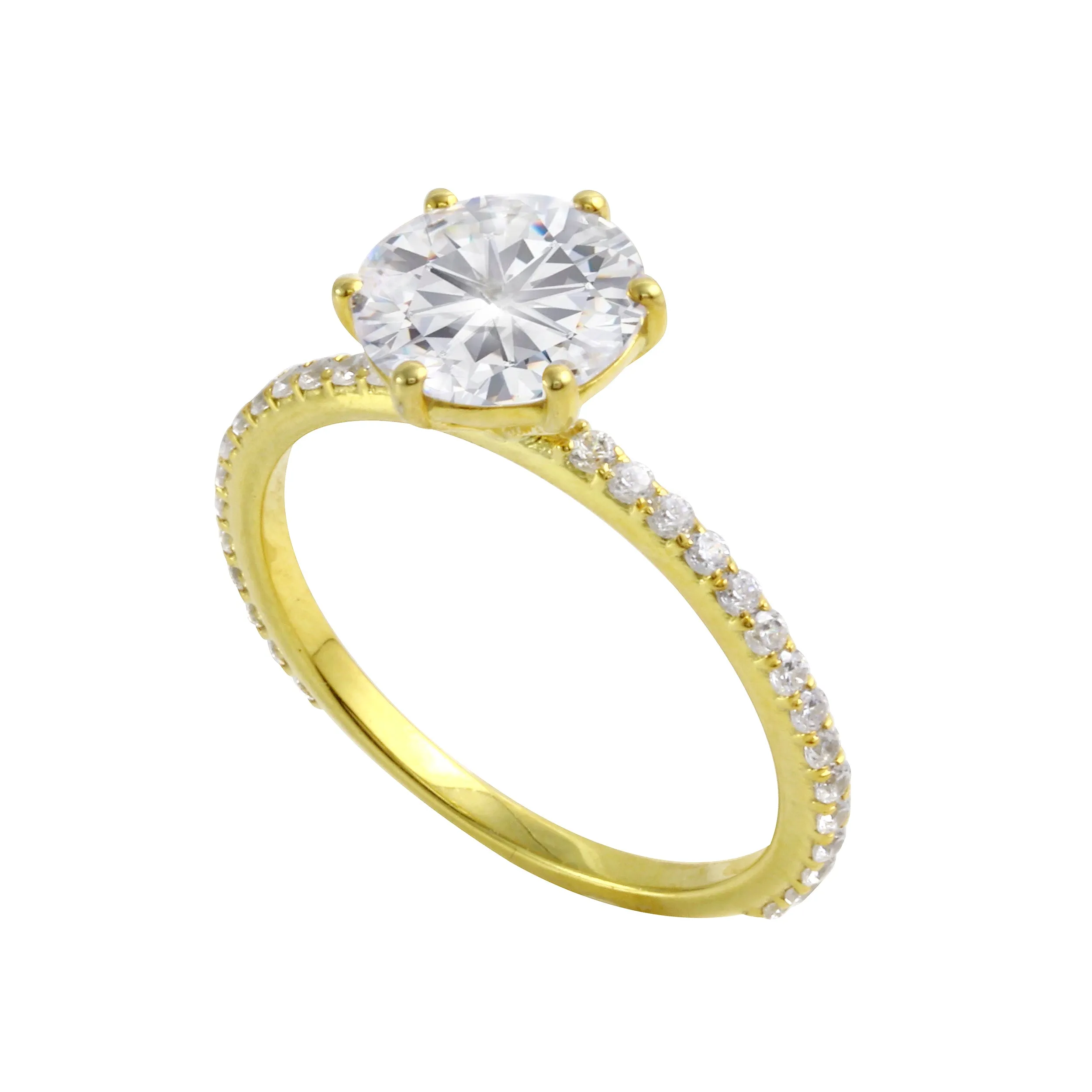Round Diamond Solitaire Pavé Band Engagement Ring
