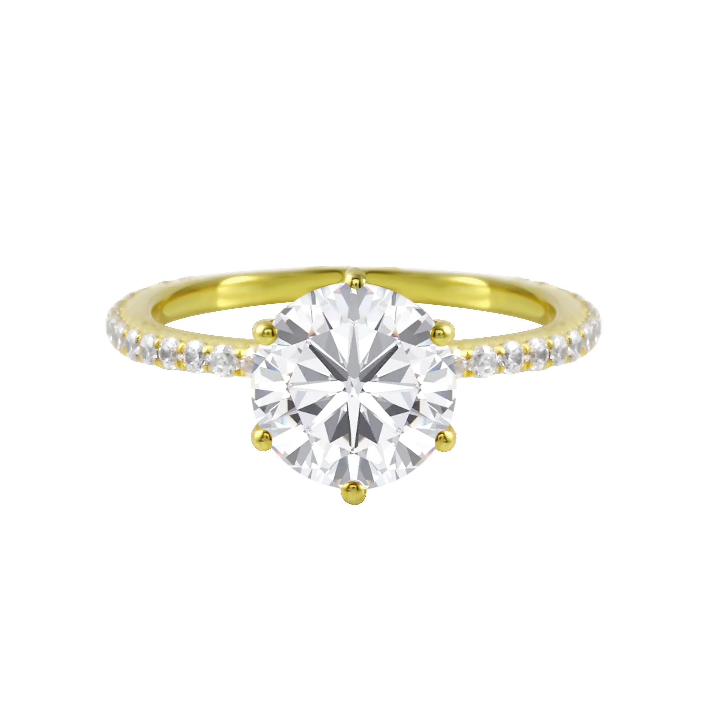 Round Diamond Solitaire Pavé Band Engagement Ring