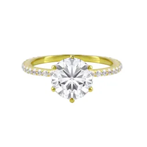 Round Diamond Solitaire Pavé Band Engagement Ring