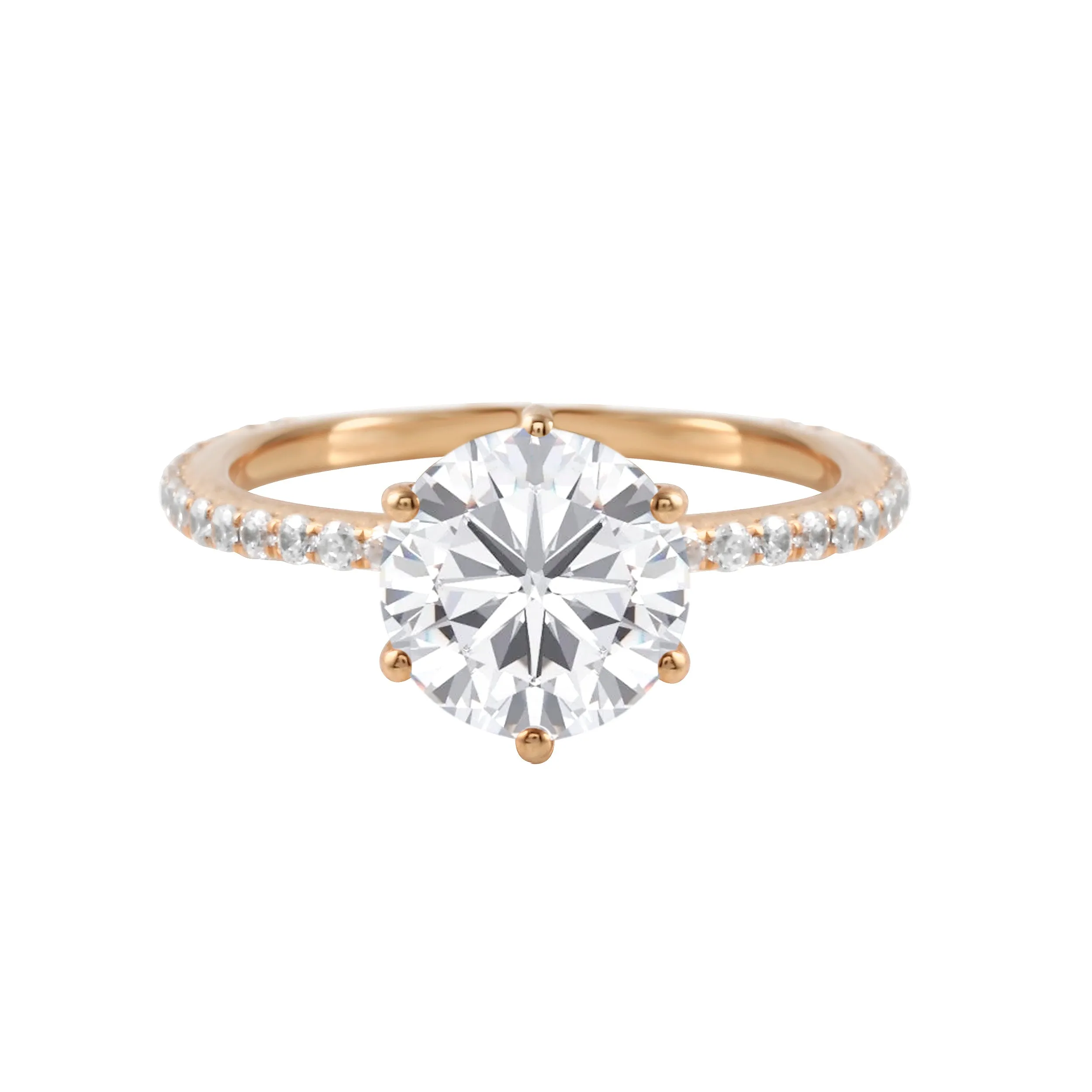 Round Diamond Solitaire Pavé Band Engagement Ring