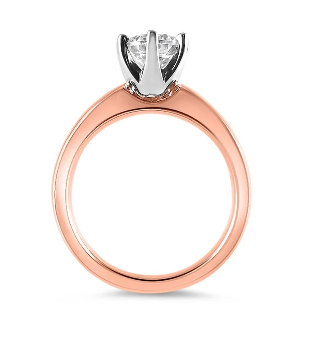 Round Diamond Wide Solitaire Engagement Ring | 1, 2, 3, 4 Carat | IGI Certified | F Color VS2 | 14k White, Rose, or Yellow Gold