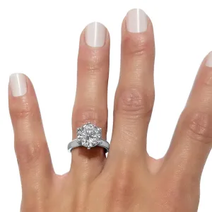 Round Diamond Wide Solitaire Engagement Ring | 1, 2, 3, 4 Carat | IGI Certified | F Color VS2 | 14k White, Rose, or Yellow Gold
