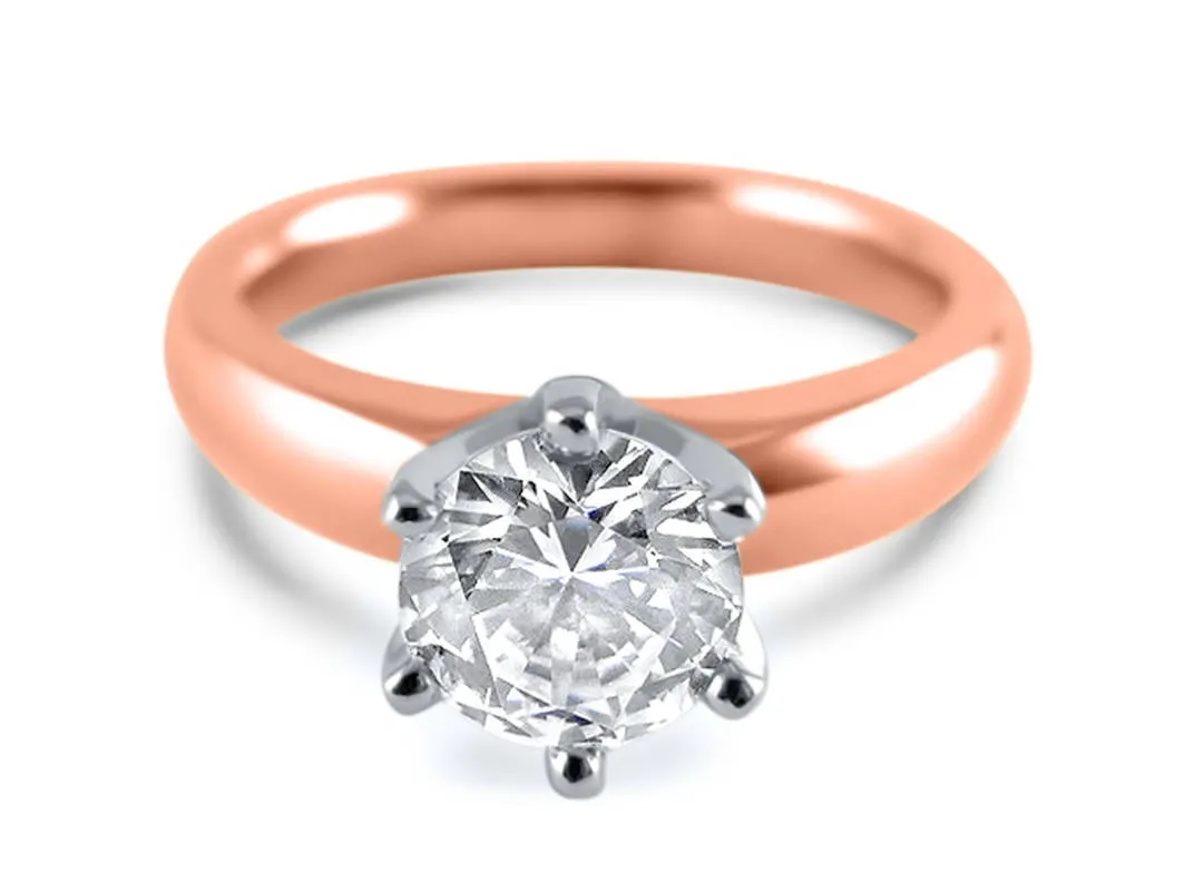 Round Diamond Wide Solitaire Engagement Ring | 1, 2, 3, 4 Carat | IGI Certified | F Color VS2 | 14k White, Rose, or Yellow Gold