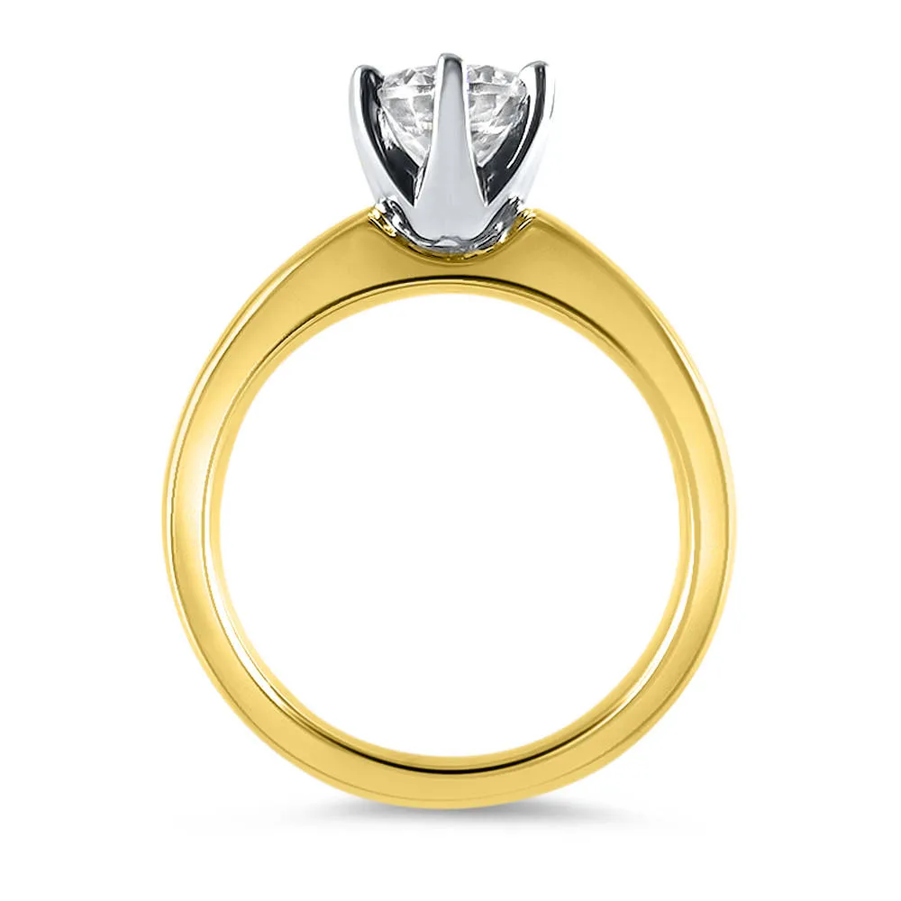 Round Diamond Wide Solitaire Engagement Ring | 1, 2, 3, 4 Carat | IGI Certified | F Color VS2 | 14k White, Rose, or Yellow Gold