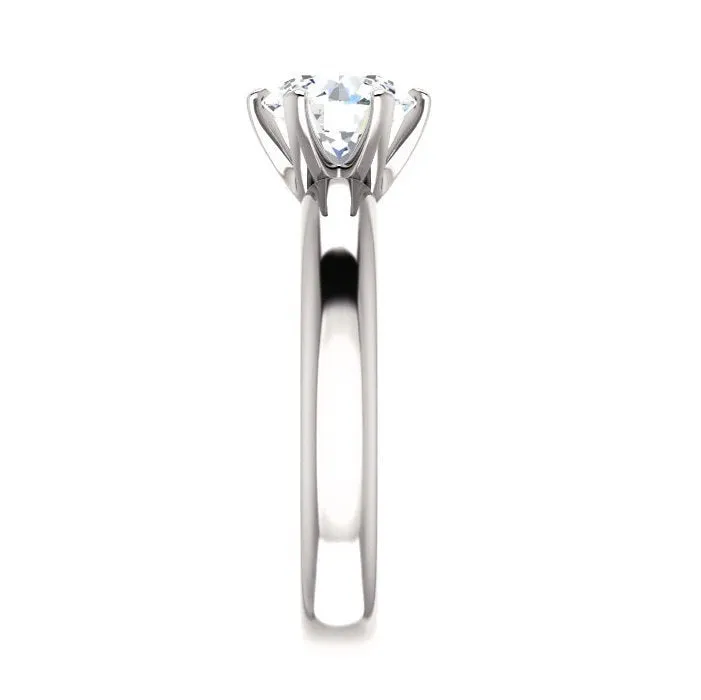 Round Diamond Wide Solitaire Engagement Ring | 1, 2, 3, 4 Carat | IGI Certified | F Color VS2 | 14k White, Rose, or Yellow Gold