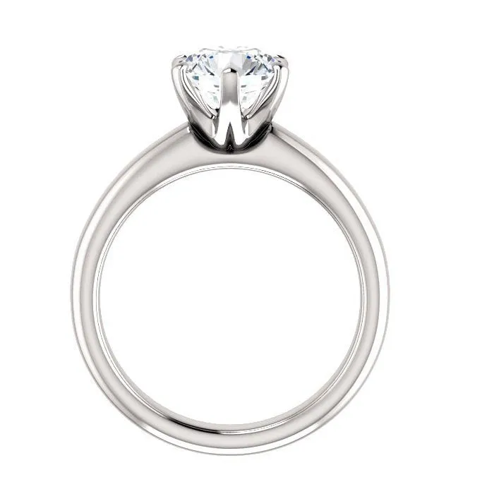 Round Diamond Wide Solitaire Engagement Ring | 1, 2, 3, 4 Carat | IGI Certified | F Color VS2 | 14k White, Rose, or Yellow Gold
