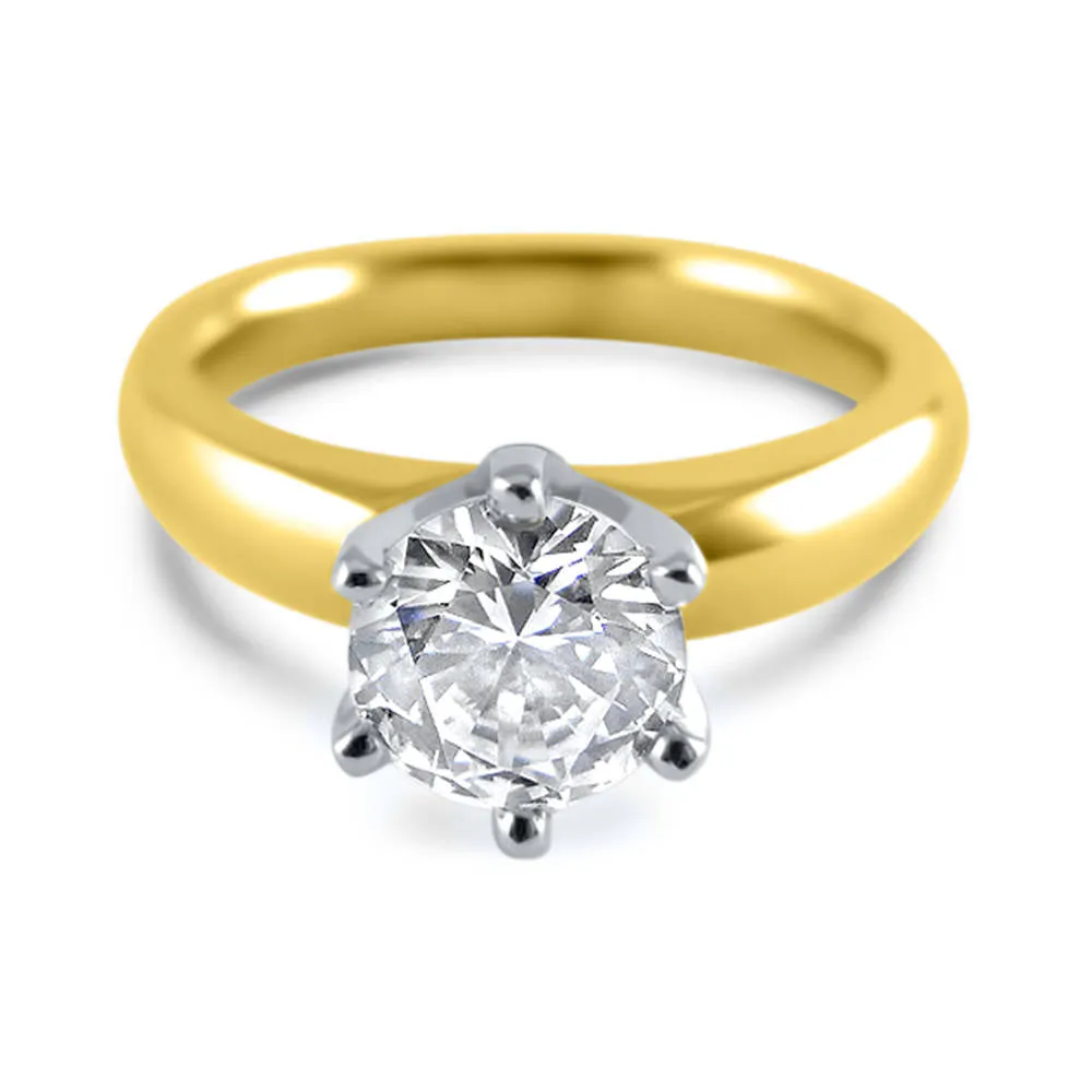 Round Diamond Wide Solitaire Engagement Ring | 1, 2, 3, 4 Carat | IGI Certified | F Color VS2 | 14k White, Rose, or Yellow Gold