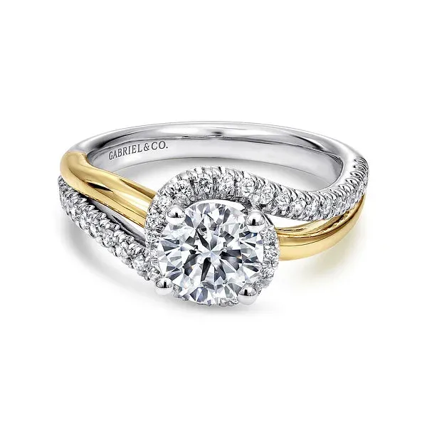 Round Halo Diamond Bypass Engagement Ring Mounting