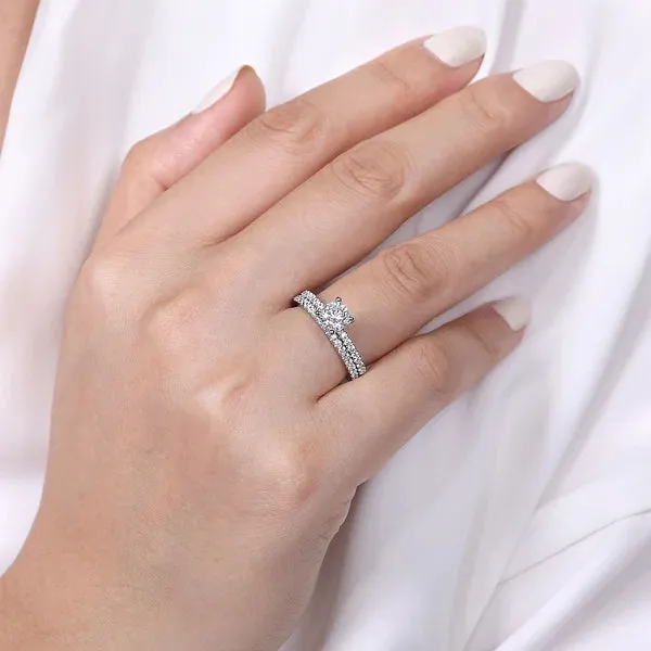 Round Hidden Halo Straight Diamond Engagement Ring Mounting
