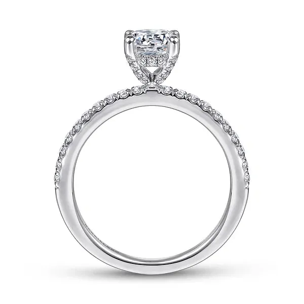 Round Hidden Halo Straight Diamond Engagement Ring Mounting