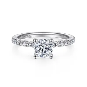 Round Hidden Halo Straight Diamond Engagement Ring Mounting
