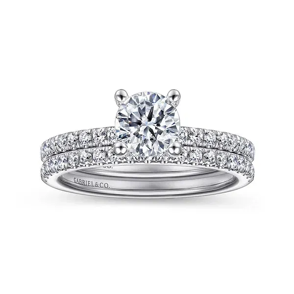 Round Hidden Halo Straight Diamond Engagement Ring Mounting