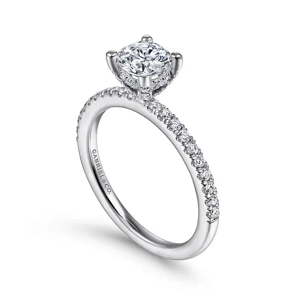 Round Hidden Halo Straight Diamond Engagement Ring Mounting
