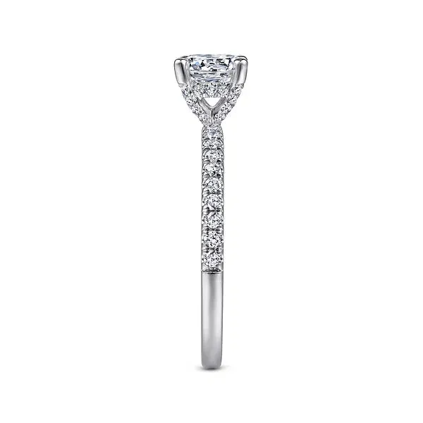 Round Hidden Halo Straight Diamond Engagement Ring Mounting