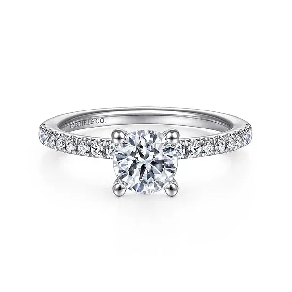 Round Hidden Halo Straight Diamond Engagement Ring Mounting